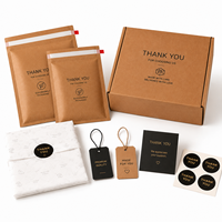 Kit d'emballage d'expédition pour e-commerce : Boîte d'expédition en carton ondulé Kraft, Enveloppe à bulles, Papier de soie, Carte de remerciement, Étiquettes volantes, Autocollants