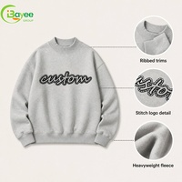 Sweat-shirt en molleton surdimensionné personnalisé avec strass, col roulé en coton, col rond simple, col montant