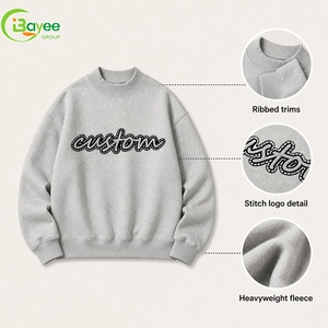 Felpa Oversize Personalizzata con Strass, in Cotone, Collo Alto o Girocollo, Stile Semplice - Product Image 2