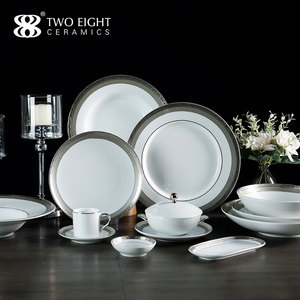 Ventes flash, ensembles d'<span class=keywords><strong>assiettes</strong></span> en <span class=keywords><strong>porcelaine</strong></span>, vaisselle de luxe pour hôtel, <span class=keywords><strong>assiettes</strong></span> à bord doré, nouveautés 2021, ensembles d'<span class=keywords><strong>assiettes</strong></span>, vaisselle - Product Image 4