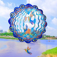 Molinillo de Viento Redondo 3D de Metal, Decoración Cinética para Interiores y Exteriores, Letrero con Pantalla LED, Resistente al Agua, Flotante, 12 Pulgadas, Regalo