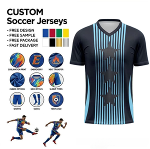 Jersey Sepak Bola Warna Tim Kustom Pendek Bernapas Cepat Kering Perlindungan UV Poliester Sublimasi 3D Bordir Nama Nomor - Product Image 1