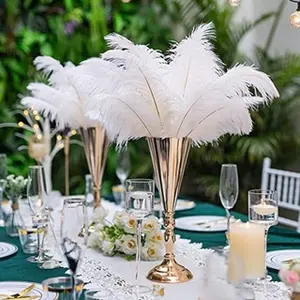 Decoración de ramas de plumas reales, mesa de boda, venta al por mayor, alta calidad