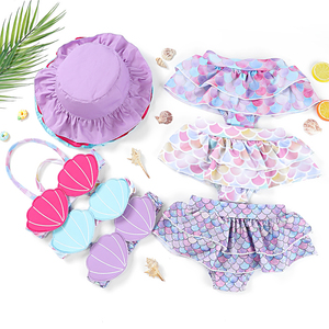 맞춤 디자인 여름 어린이 수영복 키즈 원피스 비키니 여동생 수영복 쌍둥이 여자아이 수영복 선캡 포함 - Product Image 6