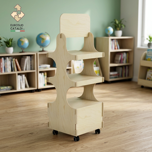 Espositore in legno di qualità produzione EUROSUD Made in Italy in betulla altezza 136 cm per negozi e supermercati. - Product Image 3