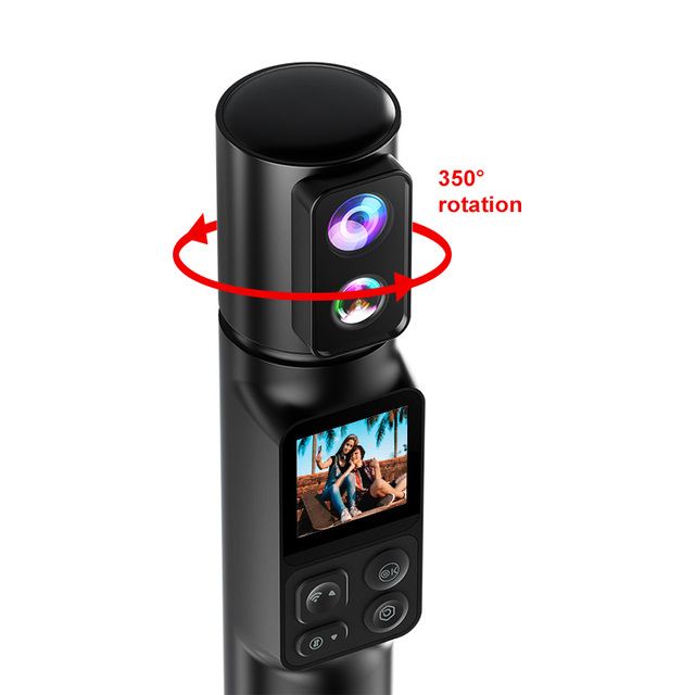 Handheld Action Camera Stabilizer 350° Rotatable 6K HD WiFi Enabled Pocket Camcorder for Traveling Vlog Video 1.3in Touch Screen