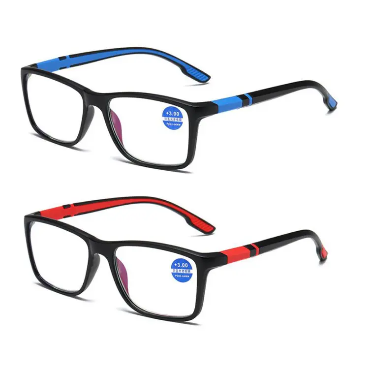 OEM ready to ship women men progressive reading glasses anti blue light Spectacle Frame Plastic blue/red computer glasses