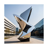 Sculpture de cubes polis en acier inoxydable, grande statue abstraite de jardin en acier inoxydable