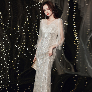 Gold Sequined Mermaid Evening Gown Sweetheart Neckline Long Dress For Banquets And Events - Product Image 2