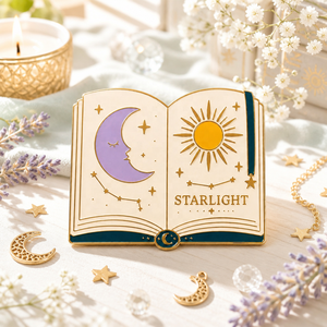 Patrón de sol y luz de luna, PIN dorado personalizado, insignia de metal para solapa, PIN de esmalte Duro Personalizado, alfileres de esmalte bonitos, libro para ropa - Product Image 1