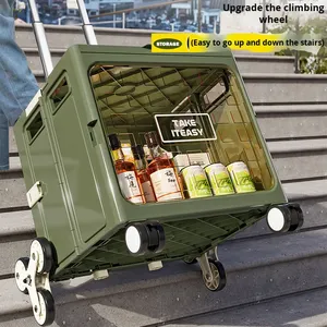 <span class=keywords><strong>Carrito</strong></span> de supermercado <span class=keywords><strong>plegable</strong></span> pequeño y moderno de gran capacidad para el hogar, picnics al aire libre, Camping, <span class=keywords><strong>carrito</strong></span> de compras <span class=keywords><strong>plegable</strong></span> de PP tirado a mano para - Product Image 4