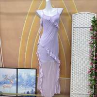 Robe sans bretelles élégante et romantique à volants, style français, pour femme, idéale pour les vacances d'été à la plage