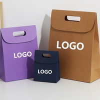 Emballage Cadeau Cosmétique Mariage Marron Noir Blanc Artisanat Shopping Kraft Flip Candy Flip-Top Sac Cadeau en papier avec poignée découpée