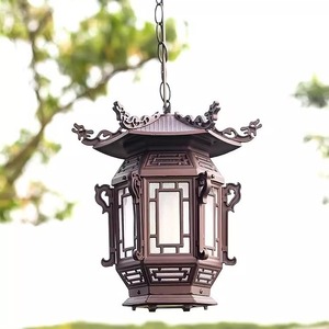Lampadario LED in Alluminio Marrone <span class=keywords><strong>Scuro</strong></span> Stile Nazionale Antico, Lampada <span class=keywords><strong>da</strong></span> Palazzo, Luce Classica per Balcone Esagonale Cinese - Product Image 4