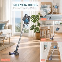 Aspirateur à bâton sans fil rechargeable portable 14,8 V 2000 mAh avec filtre HEPA pour sols durs et tapis