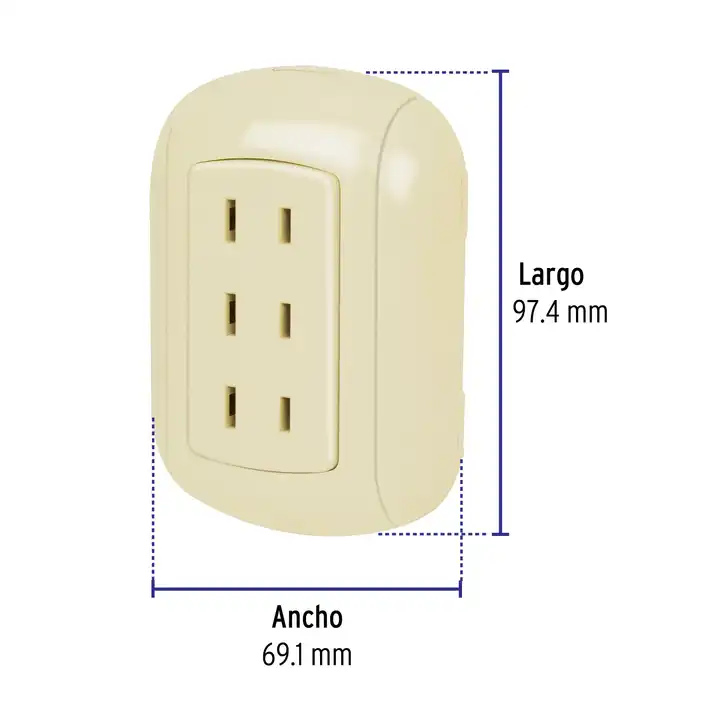 Volteck Power Accessories Box of 10 Triple Surface-Mounted Contacts Without Ground
