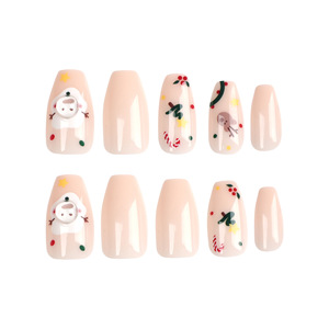 Top vente 24 pièces Long Ballet couleur nue noël <span class=keywords><strong>ongles</strong></span> artificiels faux <span class=keywords><strong>ongles</strong></span> avec de la colle étanche faux <span class=keywords><strong>ongles</strong></span> - Product Image 3