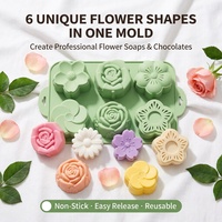 Moule en silicone à 6 cavités à démoulage rapide, forme marguerite, pour chocolat et gâteaux DIY, vente en gros, réutilisable, produit phare