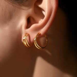 Fine Hoop Earrings 316L Stainless Steel PVD Gold Plating Sustainable Resistant - Product Image 3