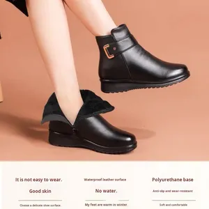 Nuovi <span class=keywords><strong>Stivaletti</strong></span> da <span class=keywords><strong>Donna</strong></span> alla Moda, Caldi e Morbidi, con Suola Piatta in Pelle, per Uso Quotidiano - Product Image 4