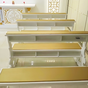 Sillas Modernas de Madera para Iglesia con Cojín y Almohadillas para Arrodillarse, Asientos para Capilla y Auditorio - Product Image 2