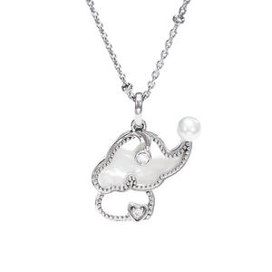 قلادة اللؤلؤ الفضي الأصلي من قشرة الفيل الأبيض قلادة لطيفة رائعة لا تتلاشى مزاجه المختنق الموضة - Product Image 5