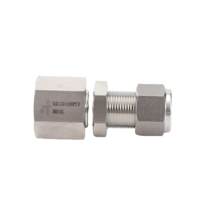 Nữ vách ngăn phù hợp 316 <span class=keywords><strong>SS</strong></span> nén phù hợp đôi ferrule NPT vách ngăn Nữ kết nối - Product Image 1