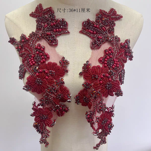 Applique en <span class=keywords><strong>strass</strong></span>, fleur 3D en maille avec franges perlées, décoration de robe de mariée faite à la main - Product Image 2