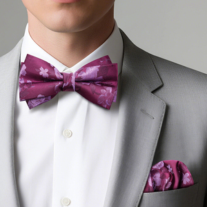 Set 2 Pezzi Papillon Viola Retrò e Fazzoletto da Taschino, Sofisticato per <span class=keywords><strong>Sposo</strong></span>, <span class=keywords><strong>Testimone</strong></span> e Uomo, per Abito da Uomo - Product Image 3