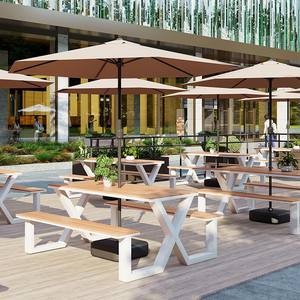 Moderne Outdoor Geïntegreerde Vierkante Eettafel Stoel Set Metalen Bank Snack Straat Zitplaatsen Voor Parken Schilderachtige Gebieden Openlucht Ontwerp - Product Image 4
