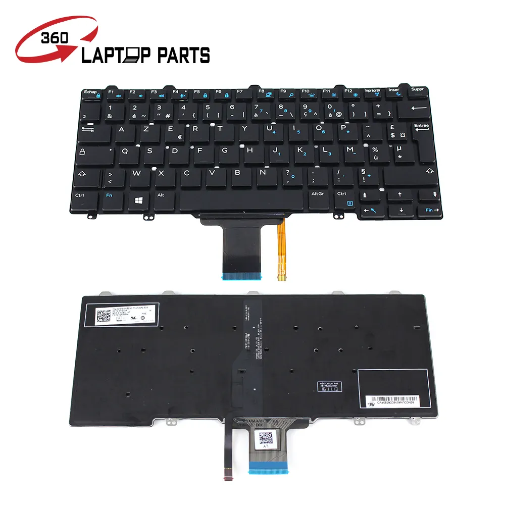E7250 FR düzeni dizüstü dell için klavye Latitude 12 5000 E5250 12 7000 E7270 11 klavye FR düzeni arkadan aydınlatmalı