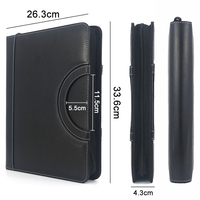 Carpeta de cartera ejecutiva de negocios de cuero negro Carpeta de documentos de archivo con cremallera con Bloc de notas