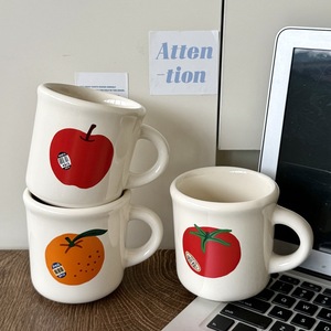 Cute Fruit Design Ceramic Mug Novelty Tomato and Orange Coffee Cup Custom Mug with Logo - Product Image 1