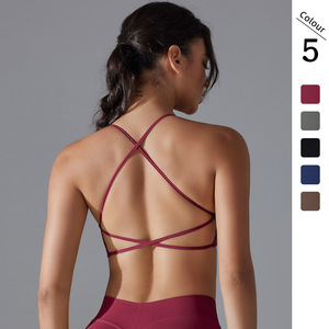 Soutiens-gorge de sport à haute élasticité pour femmes Sous-vêtements de yoga sans couture transfrontaliers Beau dos serré Design croisé pour - Product Image 3