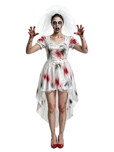 Disfraz de <span class=keywords><strong>novia</strong></span> zombi desgarrada y sangrienta para mujer, vestido de <span class=keywords><strong>novia</strong></span> fantasma oscuro para Halloween, disfraz elegante para fiesta, escenario o obra de teatro - Product Image 3