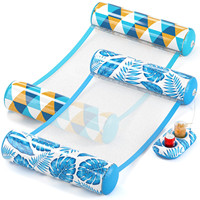 Hamac aquatique gonflable pour adultes, chaise longue de piscine, lit flottant en maille, dossier rayé pliable à double tube – Fournisseur fabricant
