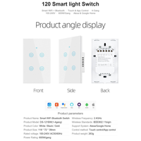 Interrupteur intelligent avec Tuya WiFi BLE 1234 Gang US, panneau mural tactile en verre de luxe pour Smart Life, compatible avec Alexa Google Home, panneau DIY