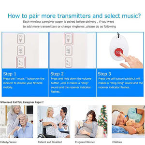 Sonnette sans fil rechargeable Daytech CC06 pour les cliniques infirmières, les maisons de retraite et les restaurants - Approuvée CE - Product Image 3