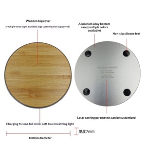 <span class=keywords><strong>Cargador</strong></span> Inalámbrico de Bambú Creativo de 15W con Carga Rápida, Base Redonda de Aleación de Aluminio, Compacto y Portátil - Product Image 2