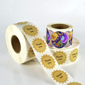 Autocollants personnalisés Merci de soutenir ma petite entreprise, ronds noirs avec étiquettes auto-adhésives imperméables en feuille d'or - Product Image 5