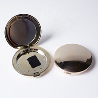 Boîte de rangement vide ronde dorée pour fard à joues, poudre compacte et fard à paupières avec miroir