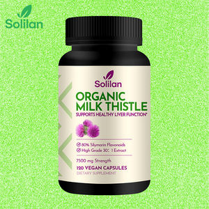 Cápsulas de Extracto de Cardo Mariano Orgánico Personalizadas al por Mayor de Solilan, Fórmula Herbal para la Desintoxicación y Limpieza del Hígado, Suplemento de 120 Cápsulas - Product Image 1