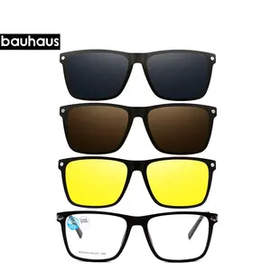 R25435 Wholesale Custom Classic Design Square Ultem Men Eye Glasses With Magnet Clip On Sunglasses