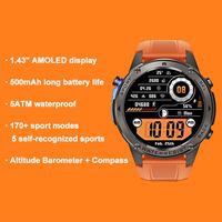 Reloj Inteligente con Pantalla AMOLED de 1.43 Pulgadas, Batería de 500 mAh, Resistente al Agua 5ATM, Llamadas por Bluetooth, GPS, Reloj Inteligente Deportivo DM56, Seguimiento de Actividad Física