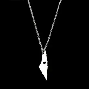 Fast Ship New Design Palestine Necklaces Map Jewelry High Polished 316l Stainless Steel Jerusalem Gaza Peace Necklace For Men