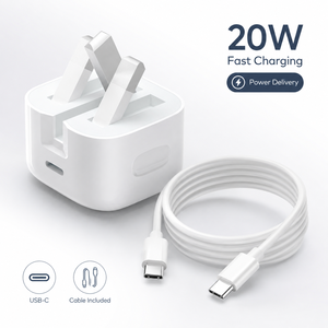 20W <b>USB</b> <b>C</b> Wall Charger with 2M Cable PD Fast <b>Charging</b> for Mobile Phone UK <b>Plug</b> - Product Image 1