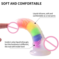 Dildo de simulación de pene transparente de cristal de varios tamaños, suave, de carne sintética, para masturbación femenina, venta al por mayor