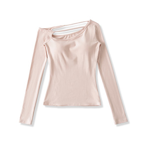 <span class=keywords><strong>Camiseta</strong></span> de manga larga con un hombro descubierto, acolchada, ligera, transpirable, de color macaron, estilo coreano, nueva colección de primavera. - Product Image 5