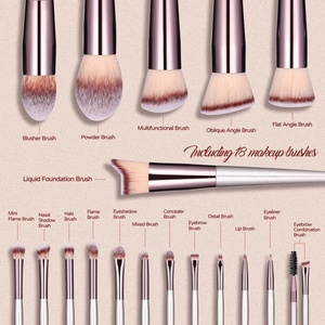 ชุดแปรงแต่งหน้าวีแกน 18 ชิ้น ด้ามไม้สีแชมเปญโกลด์ ขนแปรงนุ่ม สำหรับรองพื้น แป้ง และเครื่องสำอาง - Product Image 5