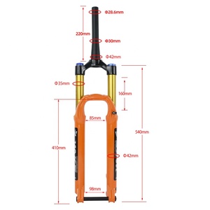 Tubo de cabezal cónico WAKE <span class=keywords><strong>MTB</strong></span> 27,5, horquilla de eje pasante de 29 pulgadas, horquilla amortiguadora neumática con amortiguación de viaje, horquilla delantera de 160mm - Product Image 3